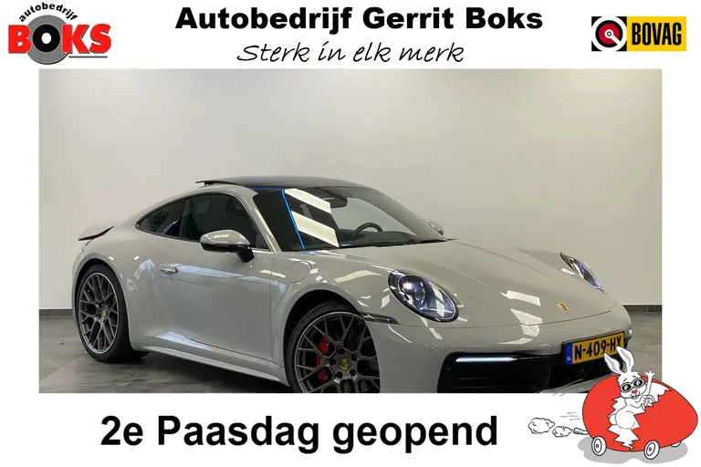 Porsche 911 3.0 Carrera 4 S Sport chrono Bose Dealer onderhouden Kreide Grau Panoramadak ACC 450PK! * 2e Paasdag zijn wij geopend van 12:00 tot 17:00uur! * afbeelding 1