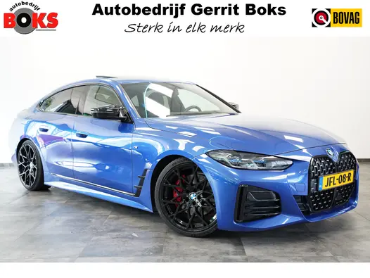 BMW 4 Serie Gran Coupé M440i xDrive High Executive ACC Opendak Wide Screen Head-up H&K Trekhaak Carbon Laser Light Portimao Blue!